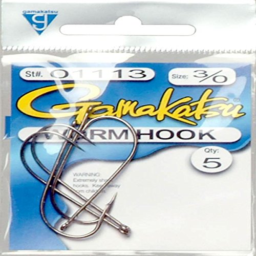 Gamakatsu Gamakatsu High Carbon Steel Worm Hook with Barbed Shank Finish - color: Black Finish, size: Size 3/0