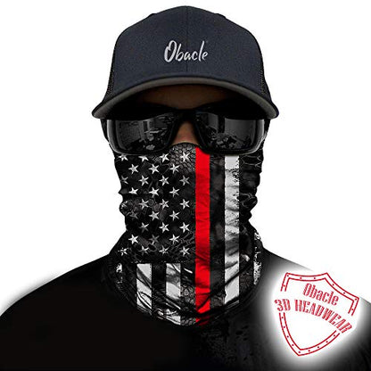Obacle Bandana Face Mask Neck Gaiter Tube Mask Men Women for Sun Dust Protection - color: Us Flag Black Red Line