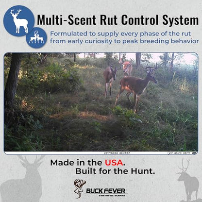 Buck Fever Synthetic Buck Lure Pro Pack – Synthetically Formulated 4-Piece Deer Scent Attractant Combo w/ Vanishing Hunter 32 oz, Rut Scents 8 oz & Forehead Gland 8 oz - Fresh, Non Spoiling Deer Lure