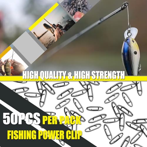50pcs Fishing Speed Clips, Stainless Steel Fishing Power Clips High Strength Quick Change Snap Connector, Crankbait Popper Lures Fishng Clip 25-125LB - size: #1_25LB_0.7in_50pcs