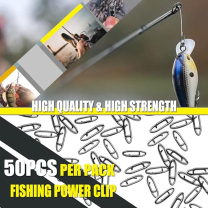 50pcs Fishing Speed Clips, Stainless Steel Fishing Power Clips High Strength Quick Change Snap Connector, Crankbait Popper Lures Fishng Clip 25-125LB - size: #2_75LB_0.98in_50pcs