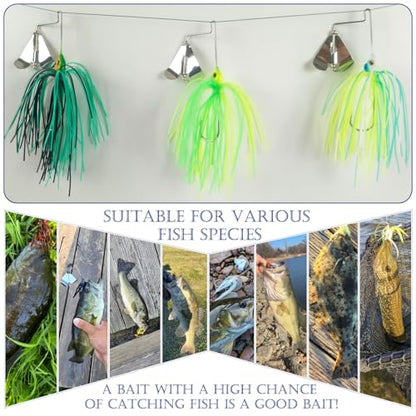5 Pcs Bass Spinner Baits Buzz Bait Hard Metal Fishing Jigs for Bass Trout Pike Salmon 3.46in/0.31oz