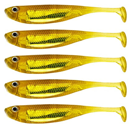 QualyQualy Soft Plastic Swimbait Paddle Tail Shad Lure Soft Bass Shad Bait Minnow Paddle Tail Swim Bait for Bass Trout Walleye Crappie - 2.75in, 3.14in, 3.94in, 5in - color: 2#, size: 3.94in - 5Pcs