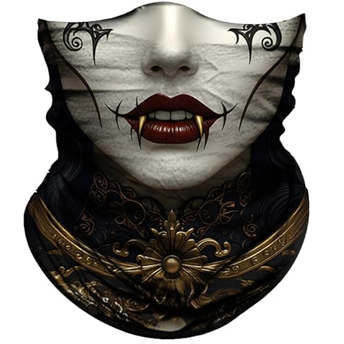 Obacle Skull Face Mask for Women Dust Wind Sun Protection Rave Festival Riding - color: Skull Women Gray White Face With Red Lip