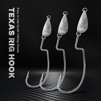 OJY&DOIIIY Weighted Texas Rig Hooks, Weedless Swimbait Jig Heads for Bass Fishing 1/8 3/16 1/4 3/8oz - style: Assorted,15 Pack