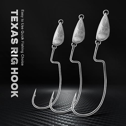 OJY&DOIIIY Weighted Texas Rig Hooks, Weedless Swimbait Jig Heads for Bass Fishing 1/8 3/16 1/4 3/8oz - style: 3/16oz,15 Pack