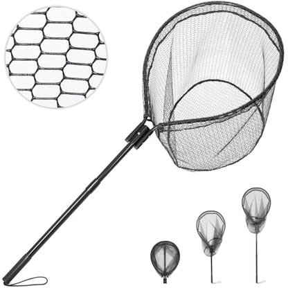 High Strength Large Landing Net - Rubber Fishing Net with Long Telescoping Handle & Soft Rubber Netting, Landing Nets for Fishing, Ideal for Boat, Pier, River Angling - size: Polyethylene Mesh (Rubber Coated) - L