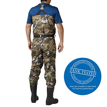 BASSDASH Breathable Ultra Lightweight Chest Stocking Foot Fishing Hunting Waders for Men - color: Veil, size: XLLF12
