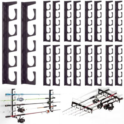 16 Pack Fishing Rod Holders for H5 Wall Ceiling Mounted Fishing Pole Racks Horizontal Pole Storage Holders for Garage Boats Door Rod Rack Summer Boat Accessories Nets Gifts Men
