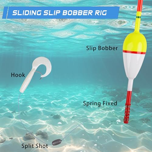 AGOOL Slip Bobbers Wood Fishing Floats and Bobbers Spring Bobbers Stick Slip Bobbers for Crappie Fishing Bobbers for Crappie Panfish Walleyes Trout Bass Fishing 5/10pcs - color: 1.97 x 0.91 x 5.63 inch - 20pcs