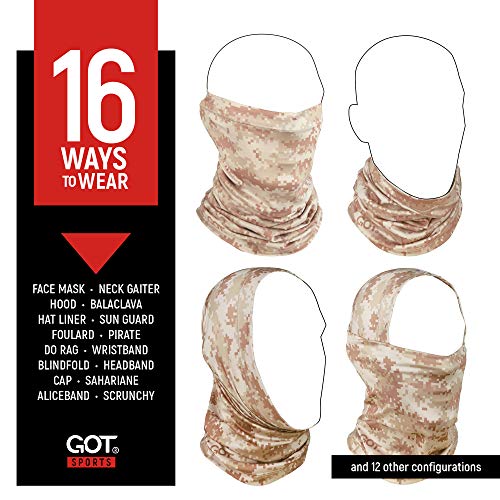UPF 50+ Fishing Neck Gaiter - UV Face Mask Sun Protection for Men Women | Moisture-Wicking, Quick-Drying, Built-in SPF, UVA/UVB Blocking, Hunting Camo Design, Versatile Headwear - color: Digital Sand Camo