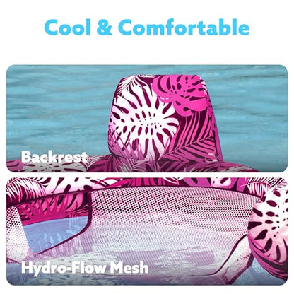 SLOOSH Inflatable Pool Floats Adult,Lounge Chair Adult with Plant Pattern,Floating Water Hammock,Blow up Pool Noodles Rafts for Relaxing Swimming Party Summer Water Beach Lake Fun - color: Pink