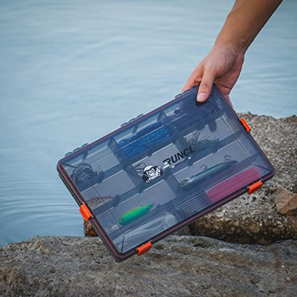 RUNCL Fishing Tackle Box, Waterproof Airtight Stowaway, 3600/3700 Tray Tackle Box with Adjustable Dividers, Plastic Storage Organizer(2pcs 3600) - color: 2pcs 3600