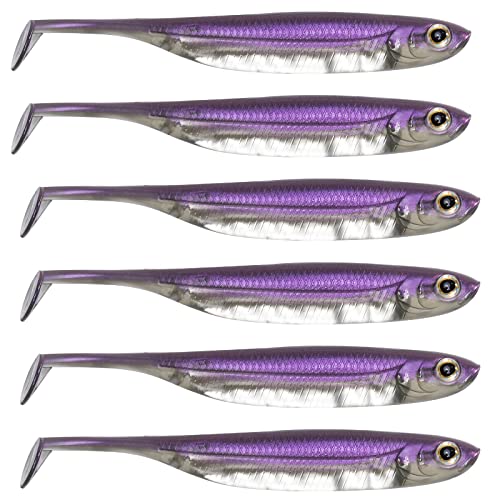 Dr.Fish Paddle Tail Swimbaits, Soft Fishing Lures for Bass Fishing 2.75-4.75 Inches, Freshwater & Saltwater Soft Plastic Baits Swim Shad Bait Minnow Lures Drop Shot - color: Purple, size: 3.06"-6 Pack