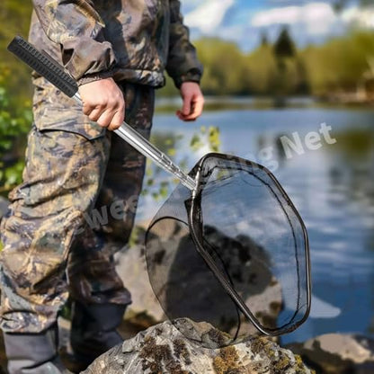 Neween Fishing Net, Foldable Collapsible Telescopic Fish Landing Net, Durable Nylon Material Mesh Landing Net for Easy Catching or Releasing for Trout - style: 61" Full Extended (Telescopic Pole)