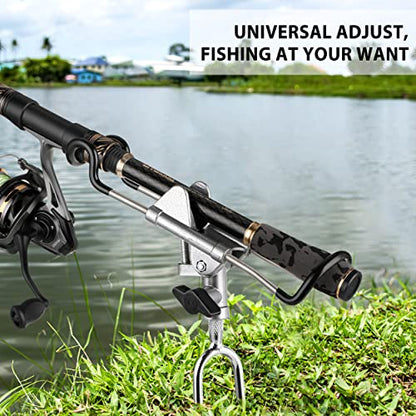 PLUSINNO Fishing Rod Holders - Upgraded 360 Degree Adjustable Fishing Pole Stand Equipment for Bank, Beach, Gift for Men - style: 2 Pack Fishing Rods Holder-grey