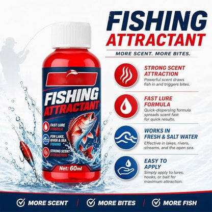 Concentrated Fish Attractant Liquid, 60ml Red Worm Liquid Spray, Powerful Bait Attractant Scent Bait Fish Attractants Liquids for Trout, Panfish and More, Enhances Scent & Improves Biteresponse - color: 1pcs