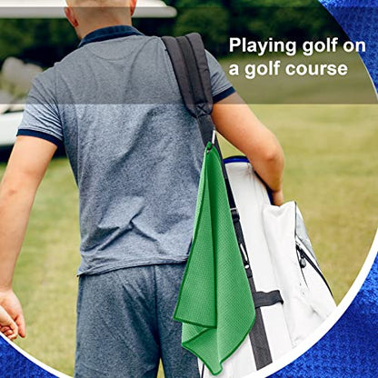 Batiyeer 12 Pcs Golf Towel Bulk for Golf Bags Microfiber Fabric Towel with Clip Waffle Pattern, Fitness, Camping, Hiking, Yoga - color: Vivid Color