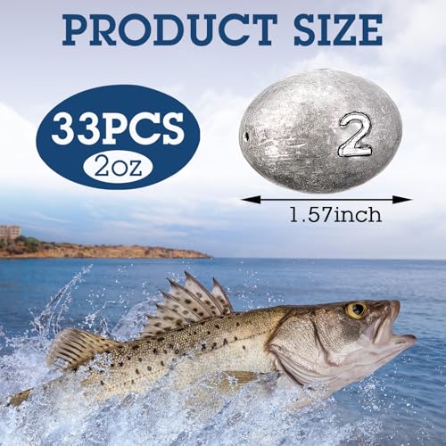 Egg Fishing Sinker Weights Kit Egg Weights Rig Drop Bass Casting Fishing Sinkers Saltwater Freshwater Gear Tackle - size: 2oz