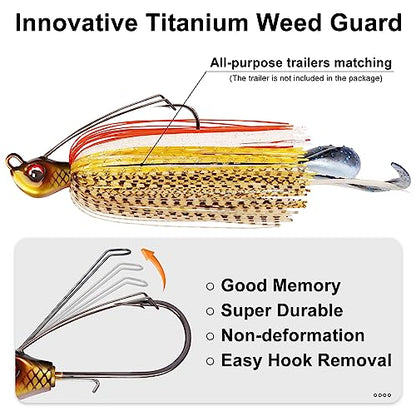 TRUSCEND Jigs Fishing Lures with Ultra Smooth Teflon Hook, Tour Grade Titanium Weed Guard Swim Jigs, Valuable Weedless Skirted Jig, Well-Made Lures for Crappie Bass Trout, Freshwater Fishing Gear - color: A1-3/8oz