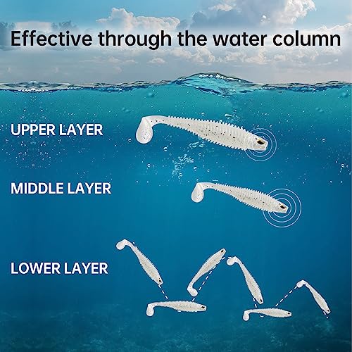 MAFIMOEA 40/30/25Pcs Paddle Tail Swim Baits Lures Fishing Soft Plastic Lure Kit for Bass Trout Walleye Crappie 6.5cm 7.5cm 10.5cm - color: Pink, size: 2.55IN/6.5CM - 40PCS