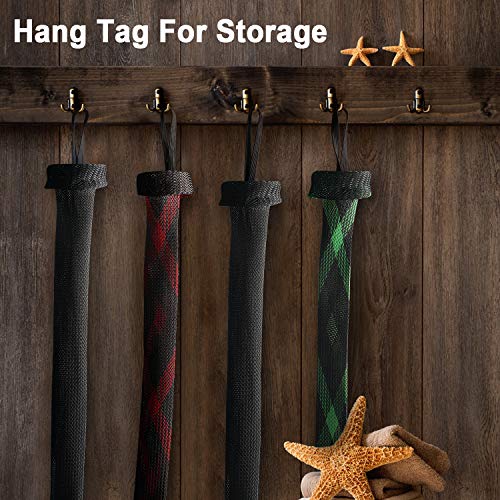 Fishing Rod Cover - 4 Pack Rod Sleeve Socks with Lanyard for Fly, Spinning, Casting, Sea Fishing - color: Black*2, Black & Green*1, Black & Red*1