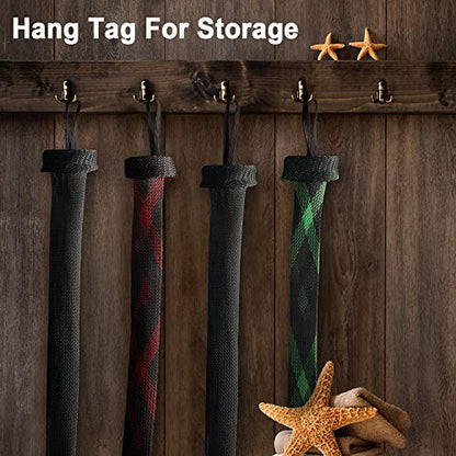 Fishing Rod Cover - 4 Pack Rod Sleeve Socks with Lanyard for Fly, Spinning, Casting, Sea Fishing - color: Black*2, Black & Green*1, Black & Red*1
