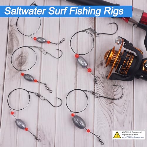 Grouper Rig Saltwater Weighted Fishing Egg Sinker Rigs with Circle Hook Carolina Flounder Rig Surf Fishing Rigs Bottom Rig Catfish Leaders Rig Ready Grouper Rigs - style: 0.5oz Rig Kit-14pcs