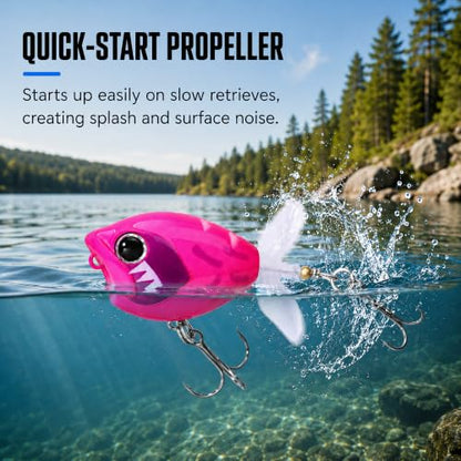 Top Water Lures, Floating Plopper Bait with BKK Hooks – Bass Fishing Lures for Trout, Pike & Other Freshwater & Saltwater Species – Great Fishing Gifts for Men - color: B1-3PCS,2.28in,0.39oz