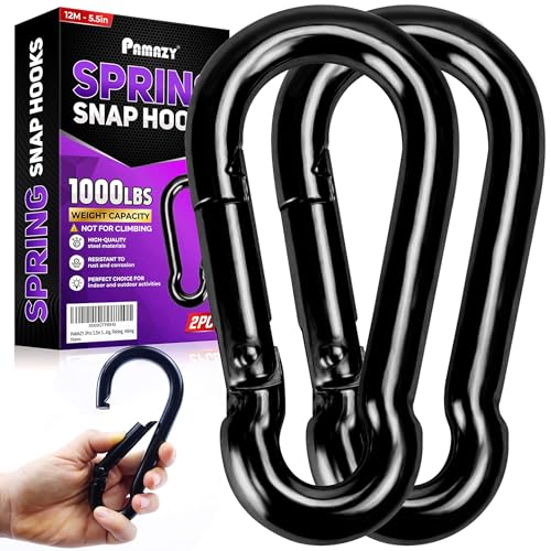 PAMAZY 2Pcs 5.5In Spring Snap Hooks 1000LBS Capacity, Utility Hook Clip, Heavy Duty Rope Connector, Quick Link Snap Hooks for Indoor & Outdoor, Hanging, Camping, Fishing - size: 2Pcs 5.5In