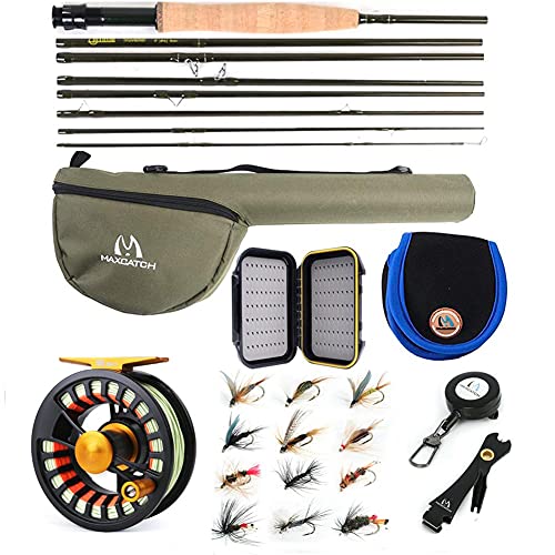 M MAXIMUMCATCH Maxcatch Alltime Travel Fishing Rod-Ultra Compact for Backpacking 8-Piece 9ft with Rod Tube (Size: 5/6/8wt) - color: Alltime Rod&Reel Combo, size: 9' 5wt 8pcs