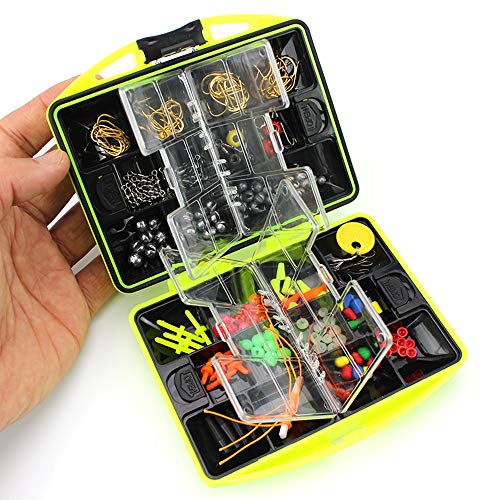 Bait Case, Fishing Accessories Kit Including Hook Sinker Weights Fishing Swivels Snaps Fishing Line Beads Fishing Set with Tackle Box
