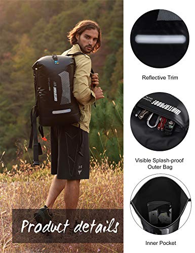 IDRYBAG Waterproof Backpack for Men 20L/30L/40L, Floating Dry Bag Kayak, Dry Backpack Hiking - color: Black, size: 40L