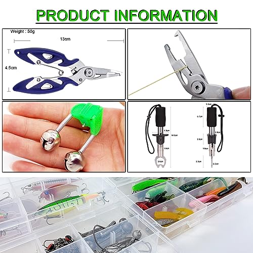 Fishing Lures Kit with Tackle Box Included Crankbait, Minnow, Spinnerbaits, Spoons, Soft Lures, Jigs, Hooks, Bait Rigs, Weights Sinkers, Topwater Lures Freshwater Saltwater 346/353Pcs - color: 346pcs