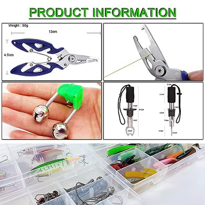 Fishing Lures Kit with Tackle Box Included Crankbait, Minnow, Spinnerbaits, Spoons, Soft Lures, Jigs, Hooks, Bait Rigs, Weights Sinkers, Topwater Lures Freshwater Saltwater 346/353Pcs - color: 346pcs