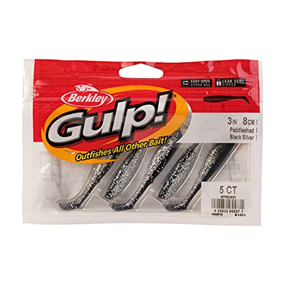 Berkley Gulp! Paddleshad Fishing Soft Bait - color: Black Silver, size: 3"