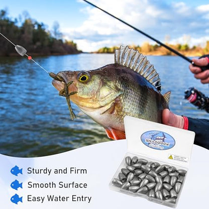 40Pcs Fishing Bullet Sinkers Worm Weights, Flipping Sinkers Slip Lead Weights for Bass Fishing Texas Rig Carolina Rig Saltwater Freshwater Fishing Tackle 1/8oz 3/16oz 1/4oz 3/8oz - size: ‎1/8oz-40pcs