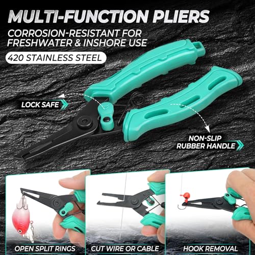 Jenseits Fishing Tool Kit, Fish Gripper, Fishing Pliers, Digital Fish Scale, Fillet Knife, Hook Remover & Fishing Accessories Set, Freshwater Saltwater Fishing Gear, Fishing Gifts for Men Angler - size: 6pcs (no scale)