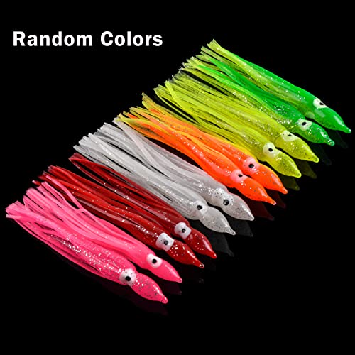 Fishing Squid Skirts Lures, 50pcs Octopus SkirtsTrolling Lure Soft Lures Plastic Fishing Bait for Bass Salmon Trout