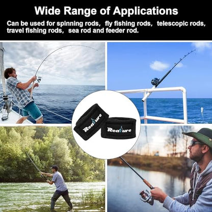 Realure 8 Pcs Fishing Rod Straps Adjustable Neoprene Ties Elastic Fishing Rod Tackle Belt Ties Casting Rod Straps for Fixed Casting Rods & Spinning Rods & Fly Rods Wrap Protectors - color: Black