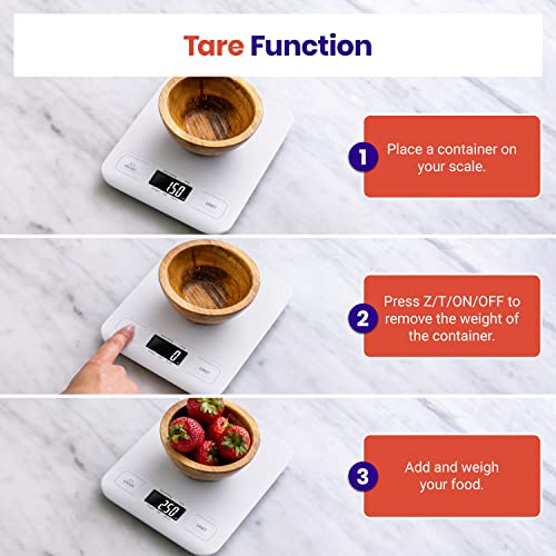 Etekcity Food Kitchen Scale, Digital Grams and Ounces for Weight Loss, Baking, Cooking, Keto and Meal Prep, LCD Display, Medium, White - color: White