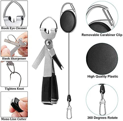 4 Pack Fishing Knot Tying Tool, Fast Line Clippers Tie Tippet Cutter Nipper Quick Nail with Retractor Zinger