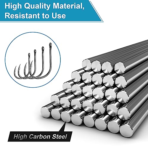 500PCS/100PCS ReeMoo Premium Fishing Hooks, 10 Sizes/4 Sizes Carbon Steel Fishing Hooks W/Portable Plastic Box, Strong Sharp Fish Hook with Barbs for Freshwater/Seawater - style: 500pcs
