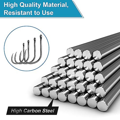 500PCS/100PCS ReeMoo Premium Fishing Hooks, 10 Sizes/4 Sizes Carbon Steel Fishing Hooks W/Portable Plastic Box, Strong Sharp Fish Hook with Barbs for Freshwater/Seawater - style: 500pcs
