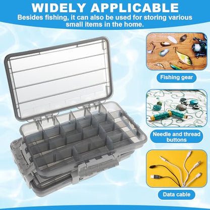 Junkin 6 Pack Waterproof Fishing Tackle Box 3700 Tackle Trays with Removable Dividers Plastic Lures Terminal Storage Organizer Box Fishings Gear for Versatile Fishing Storage for Bait