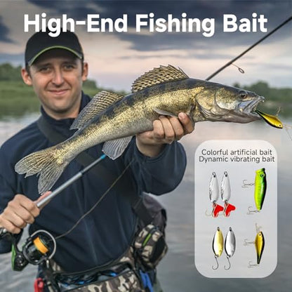 127Pcs Fishing Lures Kit for Bass Trout, Complete Tackle Box with Topwater Frog Minnow Soft Plastics Jigs Hooks & Weights, Freshwater Saltwater Fishing Gear Gifts for Men Dad