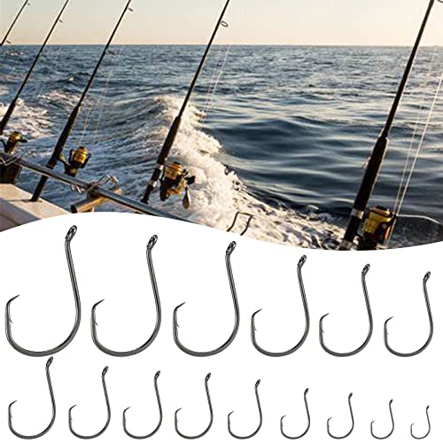 Dr.Fish 100 Pack Octopus Circle Hooks, Saltwater & Freshwater Fishing Hooks, #8-#10/0, Offset, Catfish, Tuna, Striper, Snapper, Bass Fishing - color: Black, size: #8/0-100 Pack