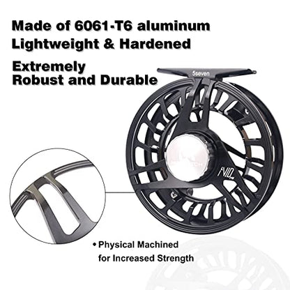 Maxcatch AVID PRO Fly Fishing Reel with CNC-machined Aluminum Body Super Large Arbor Design-3/5, 5/7, 7/9, 9/11 Weights - color: Black, size: 3/5wt