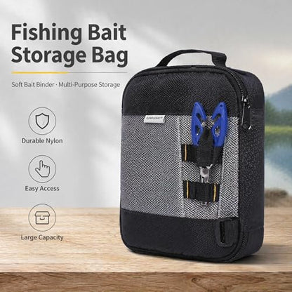 Kylebooker Soft Plastic Bait Storage Binders Organizer Saltwater Fishing Lure Leader Wallet Tackle Binder Bag - color: Black
