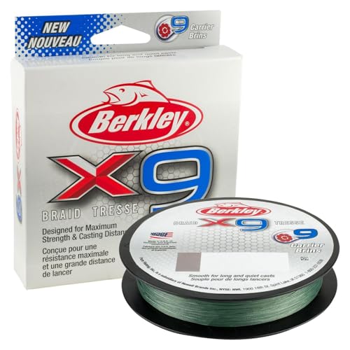 Berkley x9 Braid Fishing Line - color: Low-Vis Green, size: 164yd, style: 10lb Test